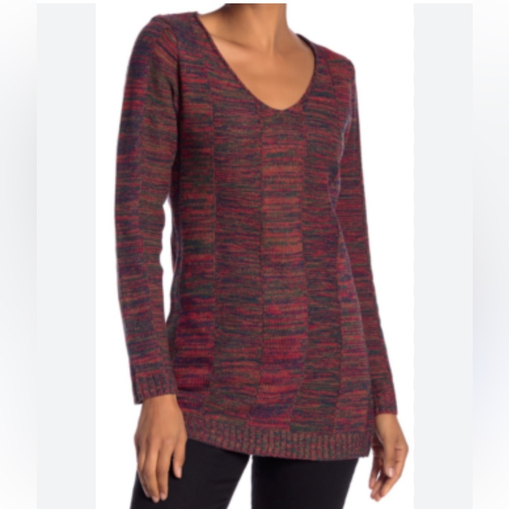 Papillon Blanc Multicolor V-Neck Tunic Sweater Women’s XL